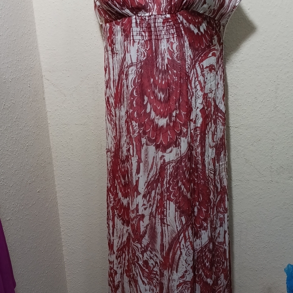 Autograph Burgundy and White Maxi Dress